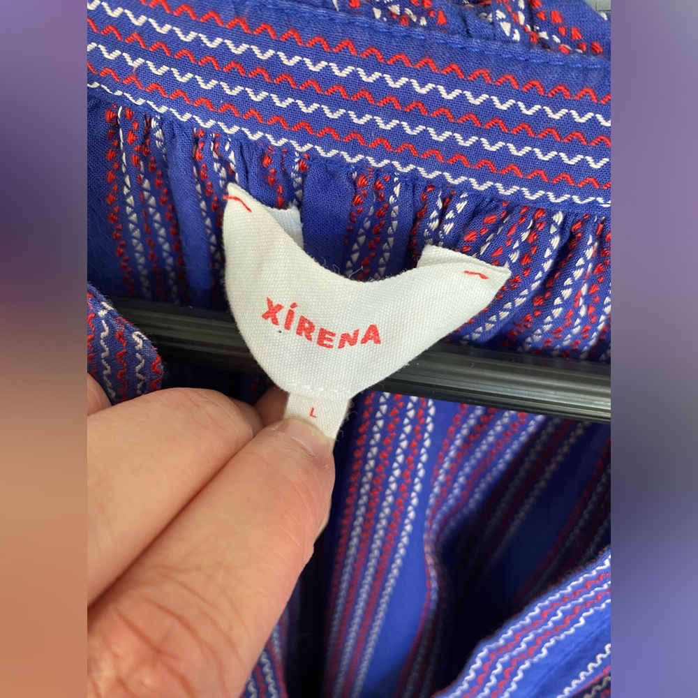 XiRENA Blue and Red Striped Blouse - Picture 4 of 6